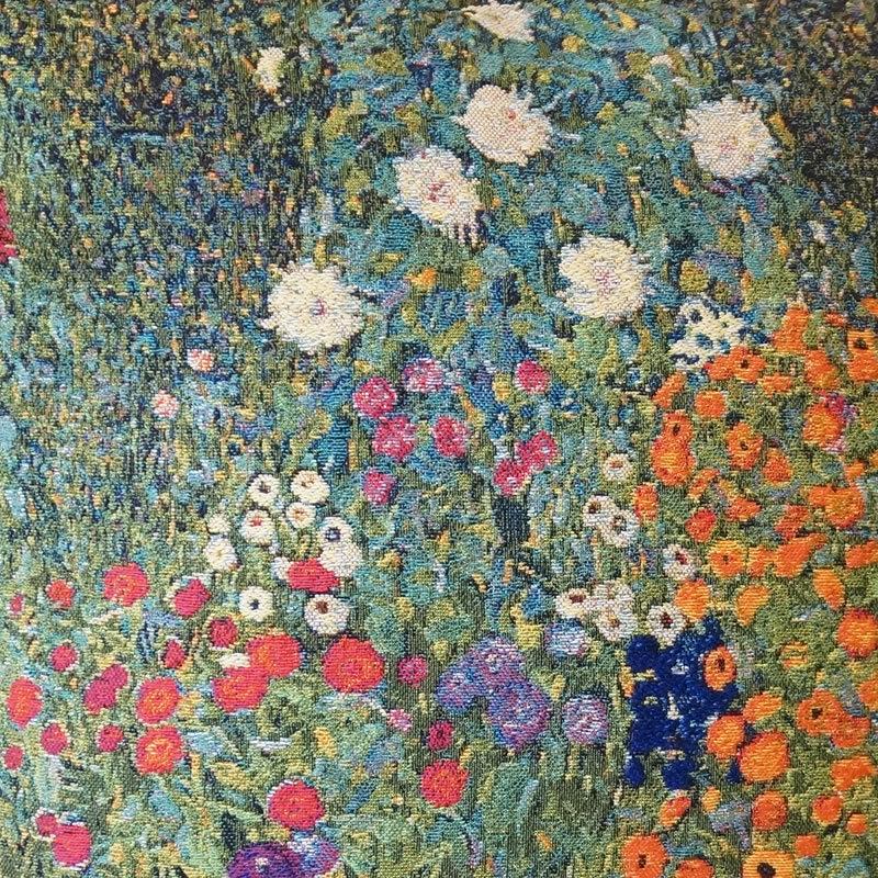 輸入クッション クリムト Klimt 花園 48x48 ベルギー製 パンヤ付 メトラックス 送料無料の画像