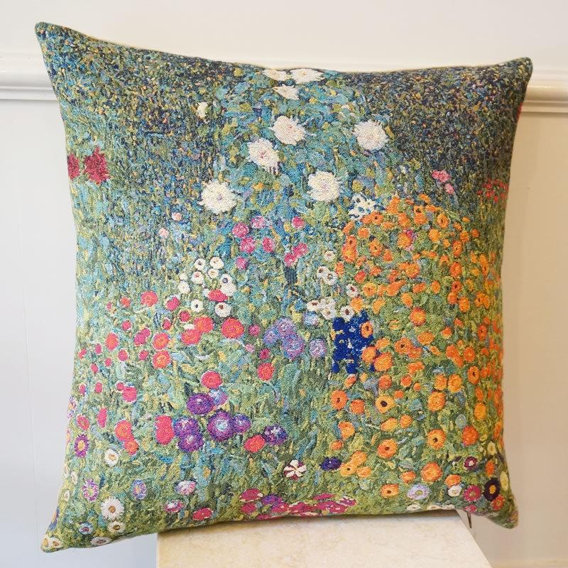 輸入クッション クリムト Klimt 花園 48x48 ベルギー製 パンヤ付 メトラックス 送料無料の画像