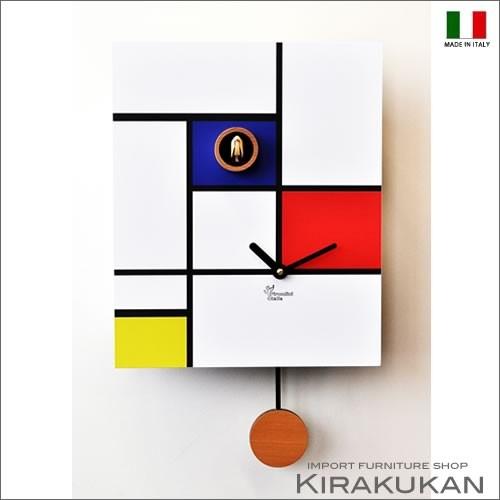 ピロンディーニ イタリア製 around-mondrian Art:140 掛け時計 モダン