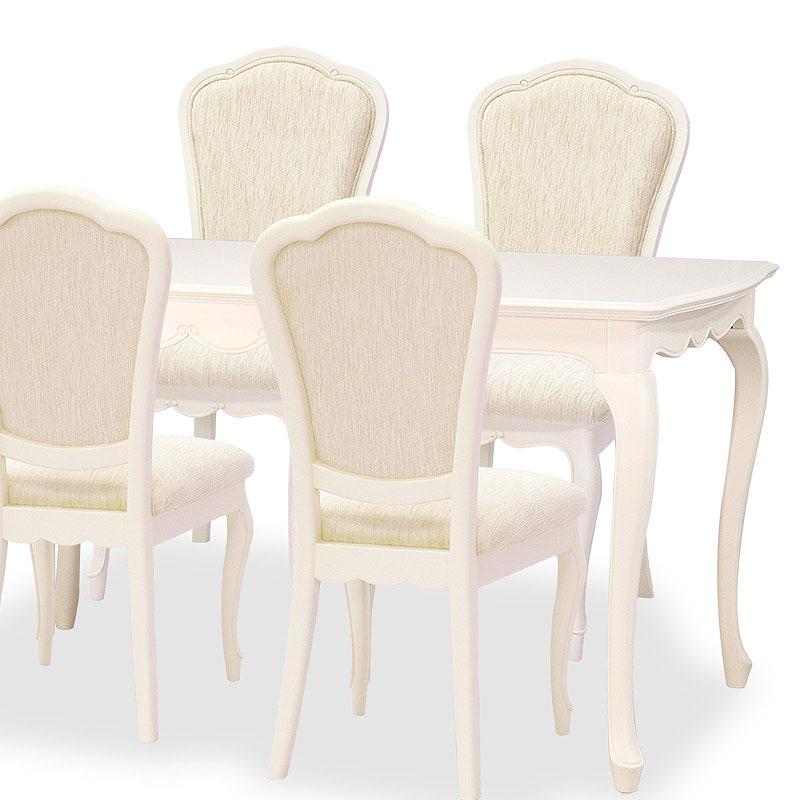 フルール Fleur-WH ダイニング5点セット DT140 チェアD 4脚 ホワイト 送料無料 開梱設置込みの画像