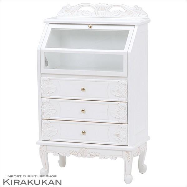VIOLETTA ヴィオレッタ ガラスキャビネット＆3段チェスト 白家具 輸入