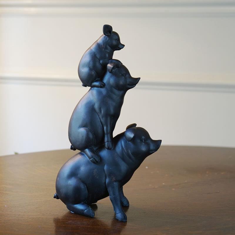 ブタ3匹 豚 ピッグ オブジェ おしゃれ かわいい インテリア 置物