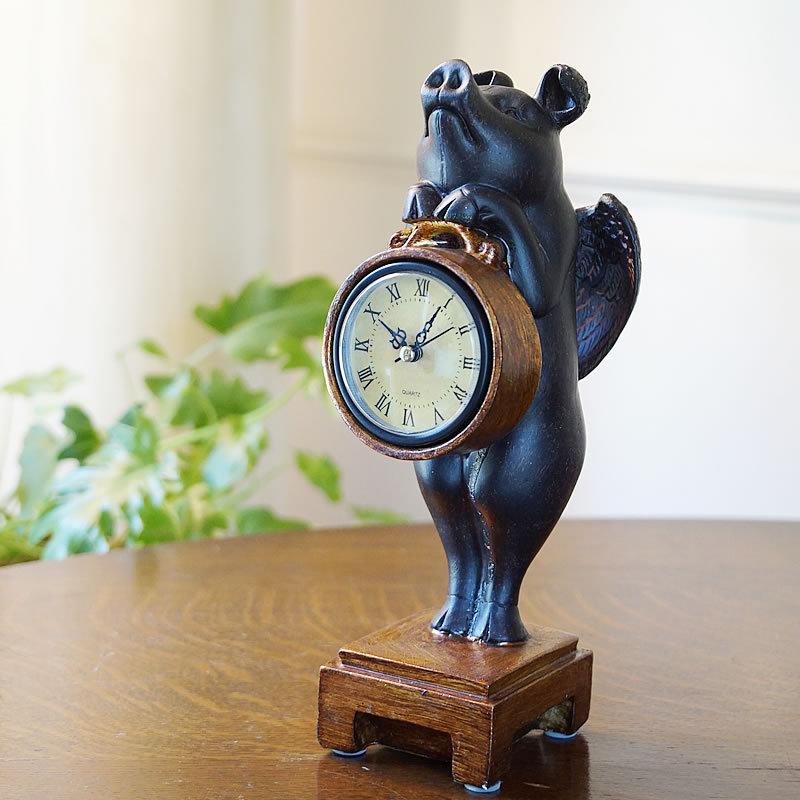 ブタ クロック 時計 置き時計 おしゃれ オブジェ 置物 かわいい 輸入雑貨 豚 ぶた ヨーロピアン｜e-kirakukan｜02