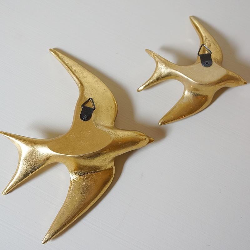 ウォールデコ ゴールド バードS&L 2点セット 金色 壁掛け 鳥 (1160032