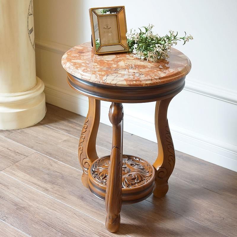 イタリア家具 小テーブル サイドテーブル大理石 サーモン色 木彫入り 組立式 花台 電話台 送料無料 輸入家具 雑貨の専門店 E木楽館 通販 Yahoo ショッピング