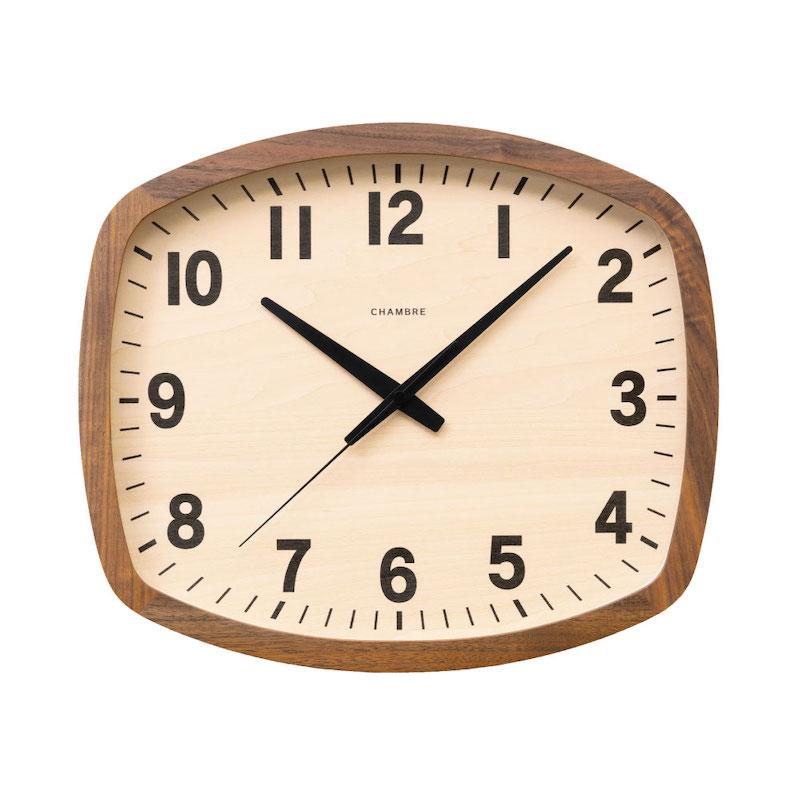 シャンブル R-SQUARE CLOCK ウォールナット 電波時計 ウォールクロック