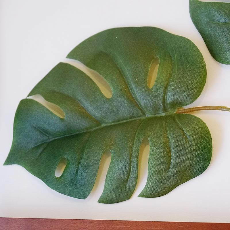 リーフパネル モンステラ2＆アブラヤシ 額 お得な2枚セット 造花 観葉