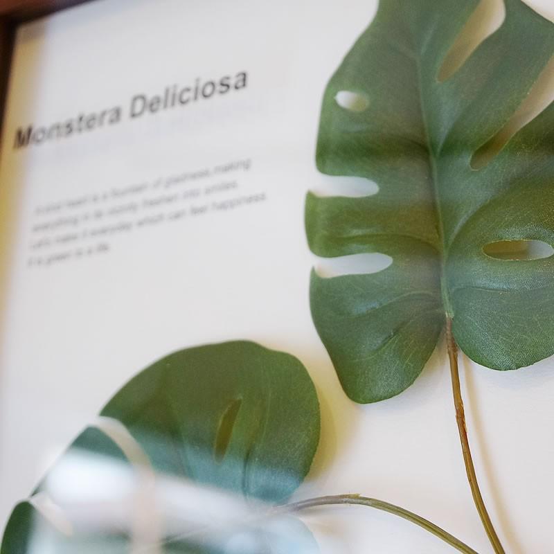 リーフパネル モンステラ2＆アブラヤシ 額 お得な2枚セット 造花 観葉