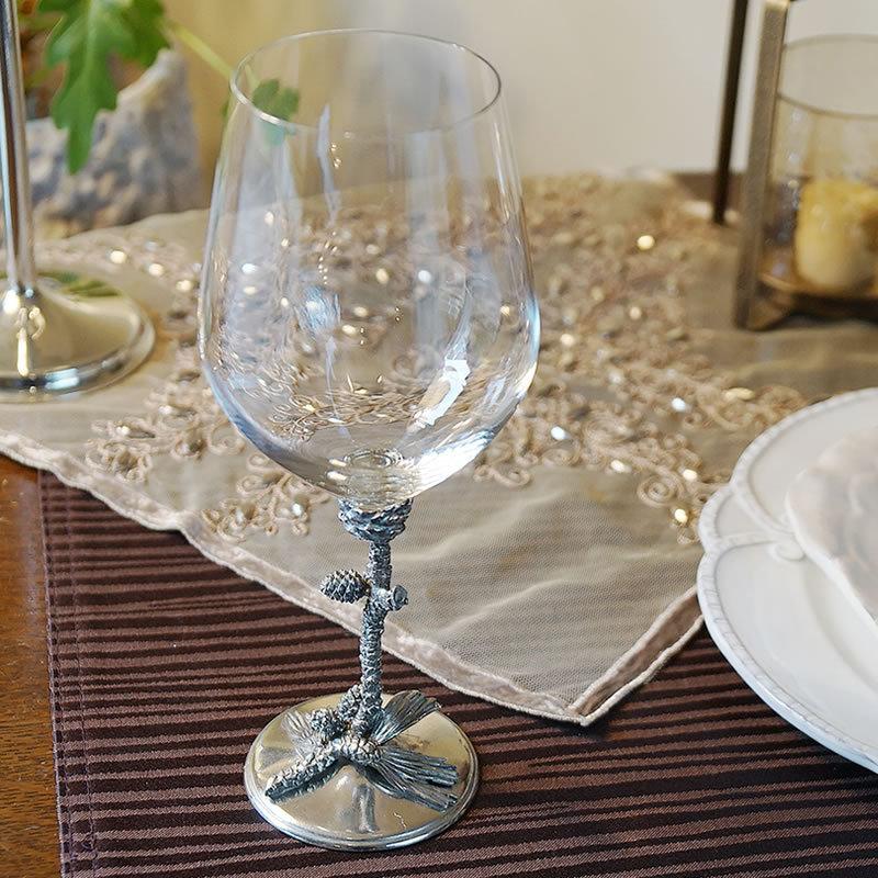 テーブルウェア AJ ピューター製 ワイングラス パインコーン