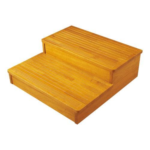 玄関用 木製踏台 DX 2段 10 マツ六 [013-7387] W600×H200~230×D600mm ミディアムオーク4トン配送 車上渡し 法人様事務所入限定 メーカー直送 | 