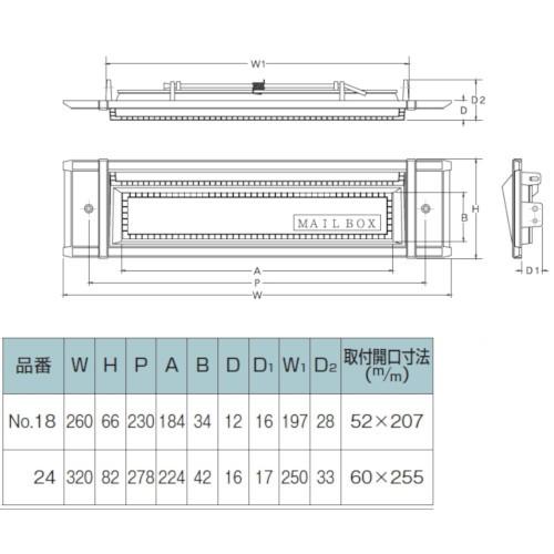 ポスト 玄関郵便受 [1-5061] No24 ヴィクトリアポスト口 色：ブラウン 水上金属 アイワ金属 |  | 01