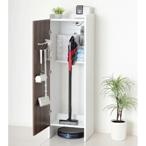 収納棚 クリーナーグッズ収納 ブラウン [4954877252368] W43.5×D42×H140cm 掃除用具や生活用品のストック収納 掃除機 組立式 クロシオ メーカー直送の画像