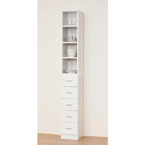 収納棚 鏡面すきま収納タオルストッカーW25 ホワイト [4954877270478] W25×D31×H178cm 洗面所・キッチン 上部組立式 下部完成品 クロシオ メーカー直送の画像