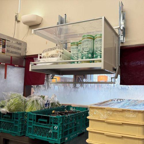 業務用収納 ストアリニアダウンボックス 左開き [560883] W744×D425×H313mm 昇降式収納棚 垂直昇降 簡単施工 ダイドー DAYDOメーカー直送 |  | 01