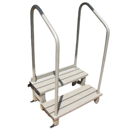 アルミ踏み台 固定金具付 手すり付 2段 マツ六 [AF-3] アーバングレー 高さ370mm以上に設置可能 組立式4トン配送 車上渡し 法人様事務所入限定 メーカー直送 | 