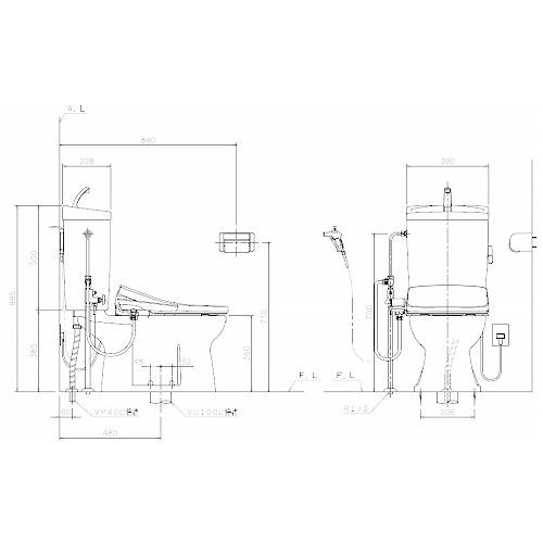 簡易水洗トイレ サンクリーン(手洗付+床給水+便座セット) アサヒ衛陶 [AF450KTR911LW] ラブリーホワイト 法人様限定 メーカー直送_7