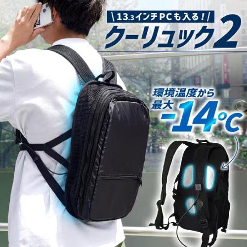 かばん ペルチェで冷却バックパッククーリュック2 容量2.5L [BACKC2HBK] 幅400×奥行250×高さ75mm 重量約950g 収納パソコンサイズ13.3インチ サンコー |  | 01