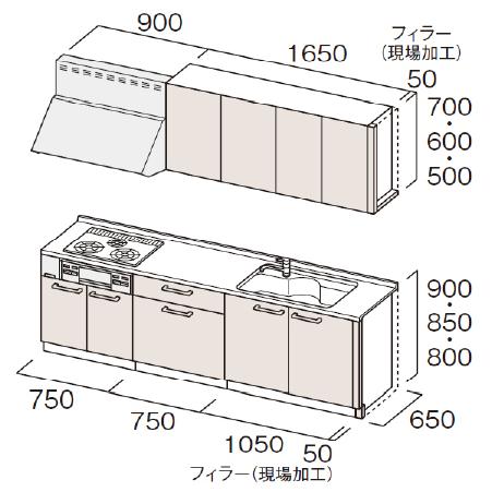 トクラス システムキッチン Bb 間口2600 開き扉タイプ I型 扉 トクラス システムキッチン Bb 間口2600 開き扉タイプ I型 扉