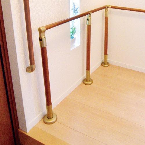 室内用手すり BAUHAUS 室内用手すりエンド支柱 木製タイプ マツ六 [BDE-35BMB] Mブラウン＋ブラウン 4トン配送 車上渡し 法人様事務所入限定 メーカー直送 |  | 02