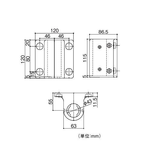 屋外用手すり BAUHAUS フリーRレール 支柱用側面ブラケットN 出幅55mm マツ六 [BJ-128DB] ダークブロンズ 4トン配送 車上渡し 法人様事務所入限定 メーカー直送 |  | 01