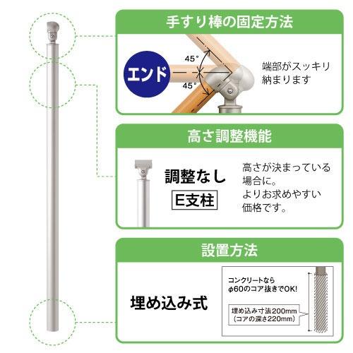 屋外用手すり BAUHAUS フリーRレール E埋め込み式エンド支柱 H1200mm マツ六 [BJ-160DB] ダークブロンズ 4トン配送 車上渡し 法人様事務所入限定 メーカー直送 |  | 01