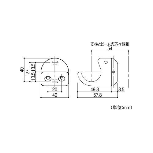 屋外用手すり BAUHAUS フリーRレール ビーム固定金具 マツ六 [BJ-172DB] ダークブロンズ 4トン配送 車上渡し 法人様事務所入限定 メーカー直送 |  | 01