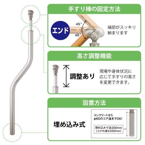 屋外用手すり BAUHAUS フリーRレール 埋め込み式Sエンド支柱 マツ六 [BJ-210DB] ダークブロンズ 4トン配送 車上渡し 法人様事務所入限定 メーカー直送 |  | 01