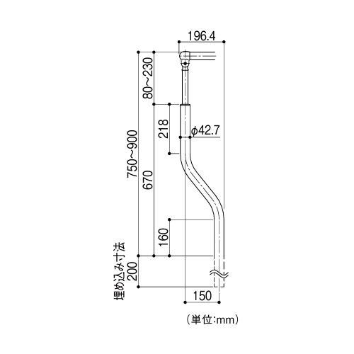 屋外用手すり BAUHAUS フリーRレール 埋め込み式Sエンド支柱 マツ六 [BJ-210DB] ダークブロンズ 4トン配送 車上渡し 法人様事務所入限定 メーカー直送 |  | 02