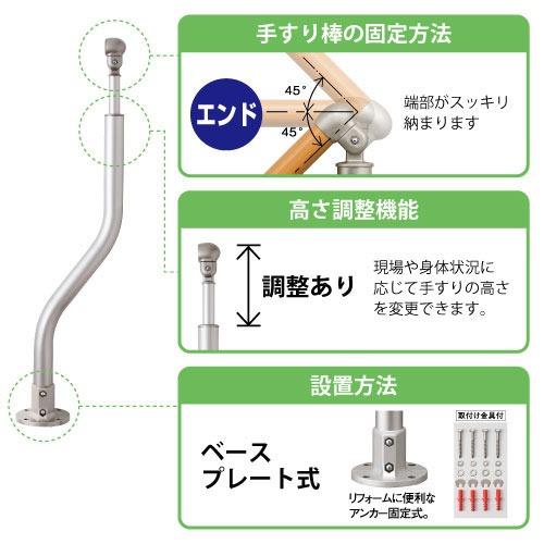 屋外用手すり BAUHAUS フリーRレール ベースプレート式Sエンド支柱 マツ六 [BJ-212DB] ダークブロンズ 4トン配送 車上渡し 法人様事務所入限定 メーカー直送 |  | 01
