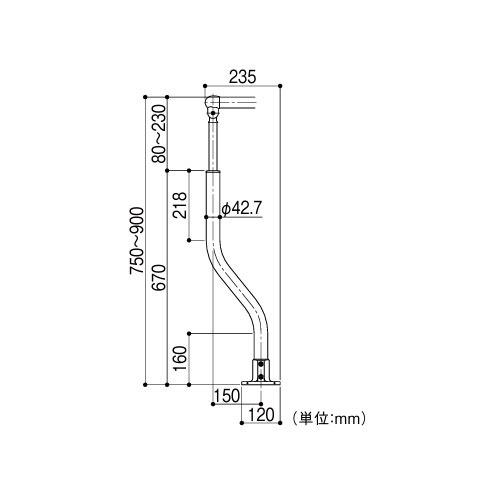 屋外用手すり BAUHAUS フリーRレール ベースプレート式Sエンド支柱 マツ六 [BJ-212DB] ダークブロンズ 4トン配送 車上渡し 法人様事務所入限定 メーカー直送 |  | 02