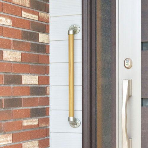 屋外用手すり BAUHAUS フリーRレール I型ハンド Φ34×800mm マツ六 [BJ-64WD] 木目ダーク 4トン配送 車上渡し 法人様事務所入限定 メーカー直送 |  | 02