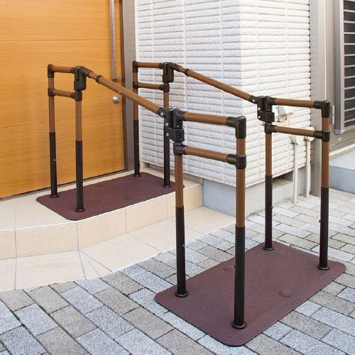 室外用 たよレールSOTOE 両手すり マツ六 [BZK-02] ベースプレートはすべり止め加工付4トン配送 車上渡し 法人様事務所入限定 メーカー直送 |  | 02