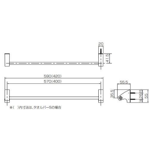 アラウーノ手洗い タオルバーS フェイスタオル用 モダンシリーズ パナソニック Panasonic [CHA532] ステンレス 420×55mm シャープな形状 |  | 01
