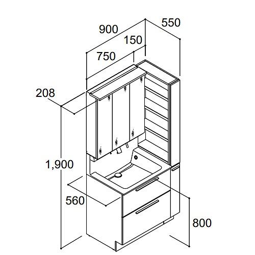 LIXIL リクシル 洗面化粧台 クレヴィ 間口900 奥行560タイプ [Crevi07