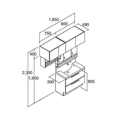 LIXIL　リクシル　洗面化粧台　間口1650　3面鏡　奥行500タイプ　ノースウッドホワイト　ドレッサー　4トン配送　[Crevi11]　おしゃれ　クレヴィ　セットプラン　メーカー直送