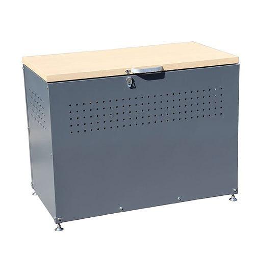 ダストボックス W900×D500×H665 木目×ブラック [DBW-90BK] エアーダンパー 通気性確保 鍵穴付 カラス対策 ダイマツ 法人様限定 メーカー直送 | 