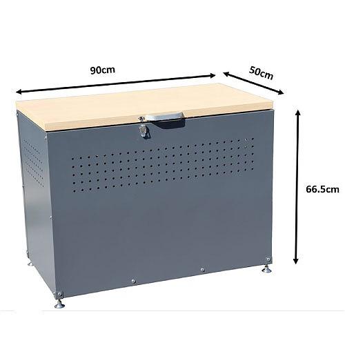 ダストボックス W900×D500×H665 木目×ブラック [DBW-90BK] エアーダンパー 通気性確保 鍵穴付 カラス対策 ダイマツ 法人様限定 メーカー直送 |  | 01