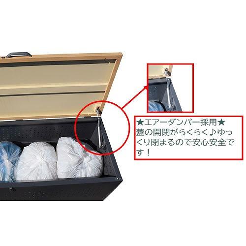 ダストボックス W900×D500×H665 木目×ブラック [DBW-90BK] エアーダンパー 通気性確保 鍵穴付 カラス対策 ダイマツ 法人様限定 メーカー直送 |  | 03