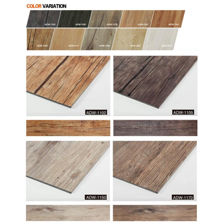 フローリングマット かんたんデコセルフ [DECO-SELF] 10枚1セット 1.74平米 クッションフロア木目 衝撃音軽減 接着剤不要 汚れに強い リック メーカー直送 |  | 07