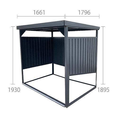 多目的万能物置 間口1600×奥行1800mmタイプ ショートパネル [DM-7-BK] ブラック 自転車置き場 物置 ダイマツ 4トン配送  法人様限定 メーカー直送 |  | 01