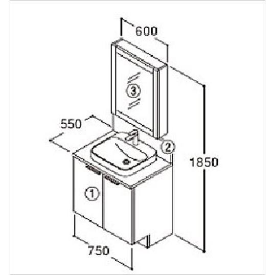 洗面化粧台 ドレーナ 間口900mm TOTO [drena05] 木枠一面鏡(600mm・収納付き) セットプラン メーカー直送 |  | 02