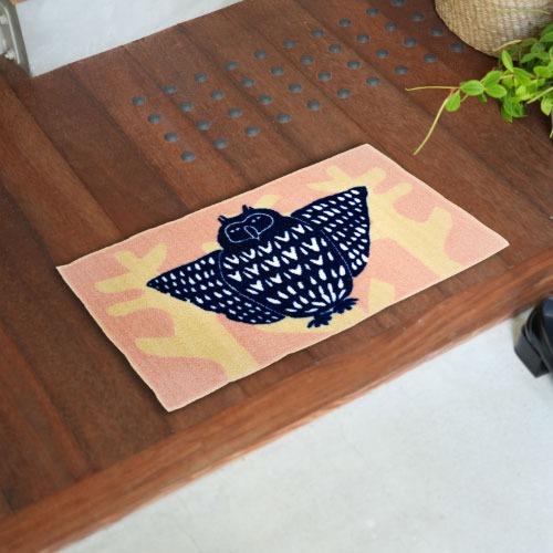 マット もりのふくろう ネイビー 45 x 75 cm [EC00002] emoemo クリーンテックス   メーカー直送 |  | 01