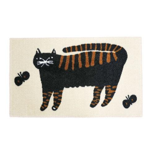 マット ねこさんぽ ブラック 45 x 75 cm [EC00003] emoemo クリーンテックス   メーカー直送 | 