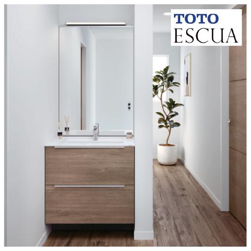 洗面化粧台 エスクア 間口750mm TOTO [ESCUA24] 大型一面鏡（照明付き 