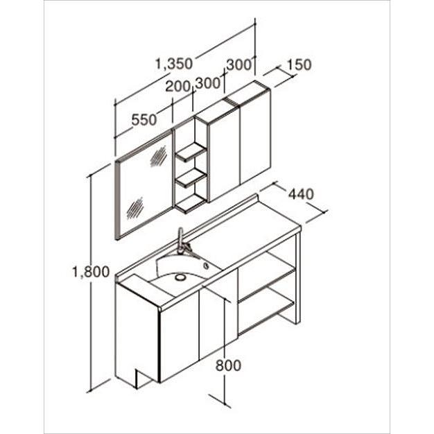 洗面化粧台 エスタ 間口1200mm LIXIL リクシル [esta02] ベッセル手洗タイプ マットホワイト 4トン配送 メーカー直送 |  | 02