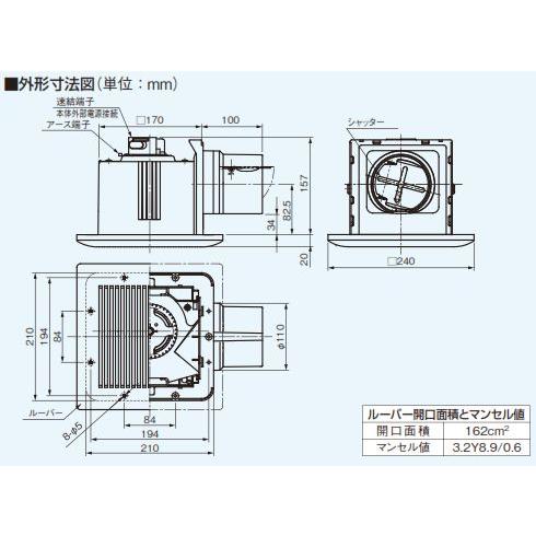 Panasonic（パナソニック） 天井埋込形換気扇 ルーバーセット [FY