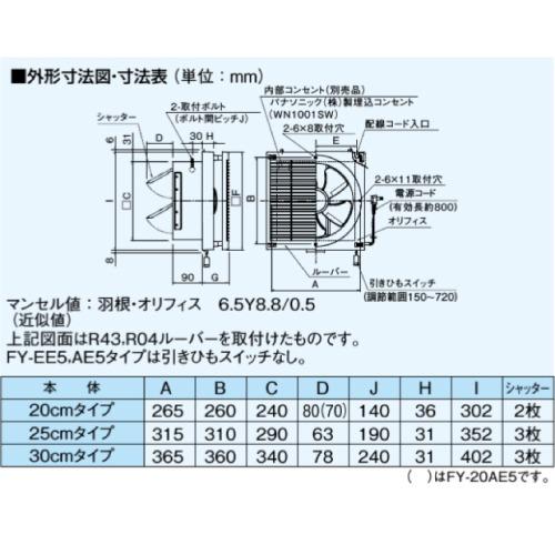 換気扇 インテリア形換気扇 30cm 遠隔操作式 パナソニック Panasonic [FY-30EE6] 事務所用・居室用 排気・電気式シャッター スイッチ・ルーバー別売 |  | 01