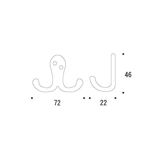 真鍮 フック(ダブルシリーズ) 古白色 アンティーク ブラス 雑貨 [610050] ゴーリキアイランド |  | 01