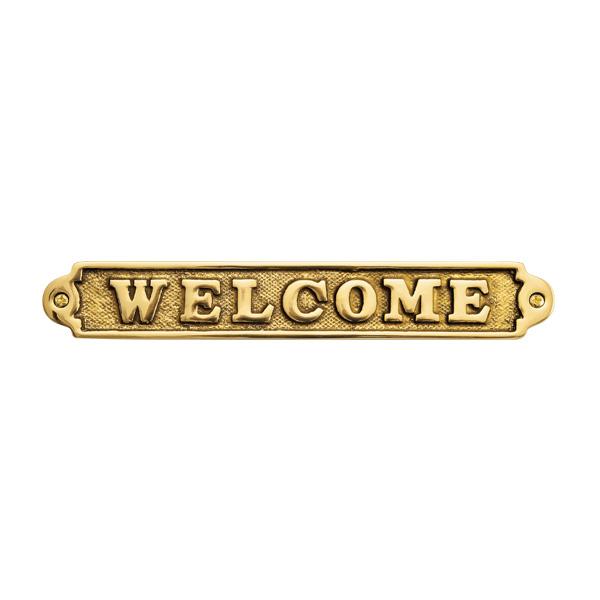 納期未定欠品中 真鍮 サインプレート 金色 文字「WELCOME」 アンティーク ブラス 雑貨 [630112] ゴーリキアイランド｜e-kitchenmaterial