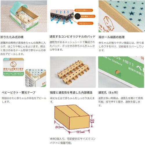防災備蓄品 Combi ひなん所用コットHB11ベビーにこっと 3個入 コンビウィズ [HB11] 赤ちゃんの安眠を確保 通気孔 コンパクト 法人様限定 メーカー直送 |  | 02
